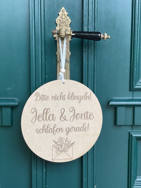 Bitte nicht klingeln.Baby ... schläft gerade! - Schild 15cm, Holz